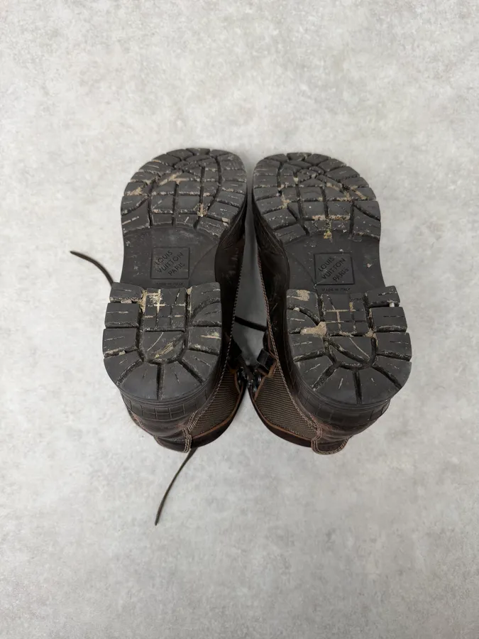 Louis Vuitton Brown Monogrammed Leather Boots - Image 8