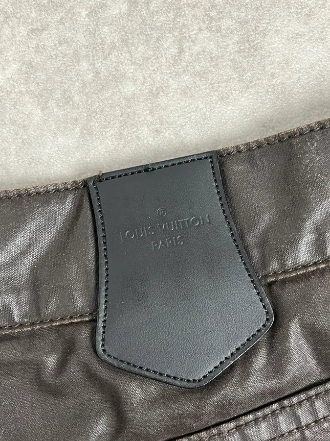 Louis Vuitton Brown Waxed Metallic Straight Pants - Image 11