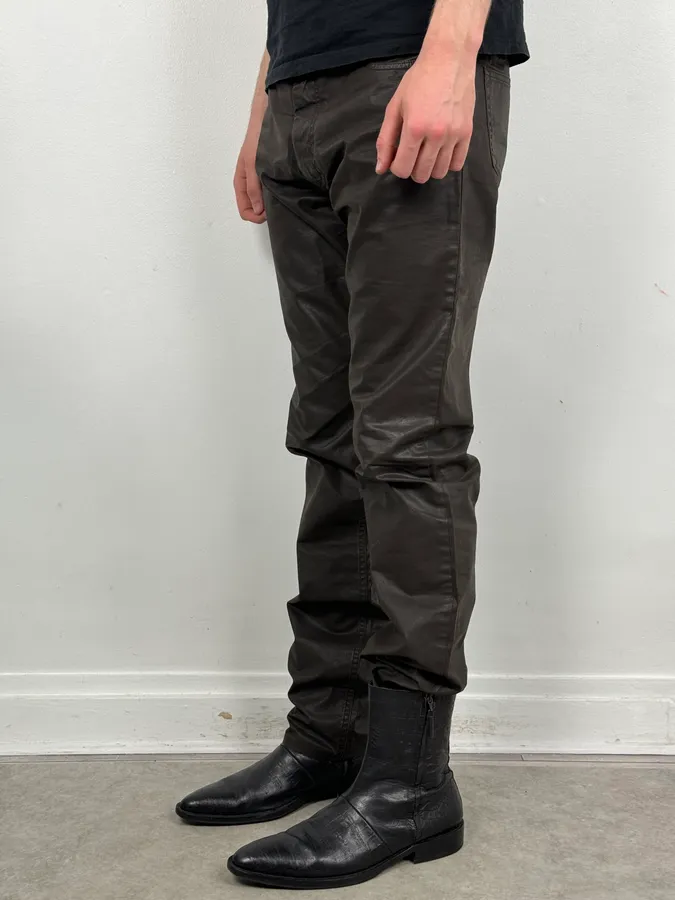 Louis Vuitton Brown Waxed Metallic Straight Pants - Image 3