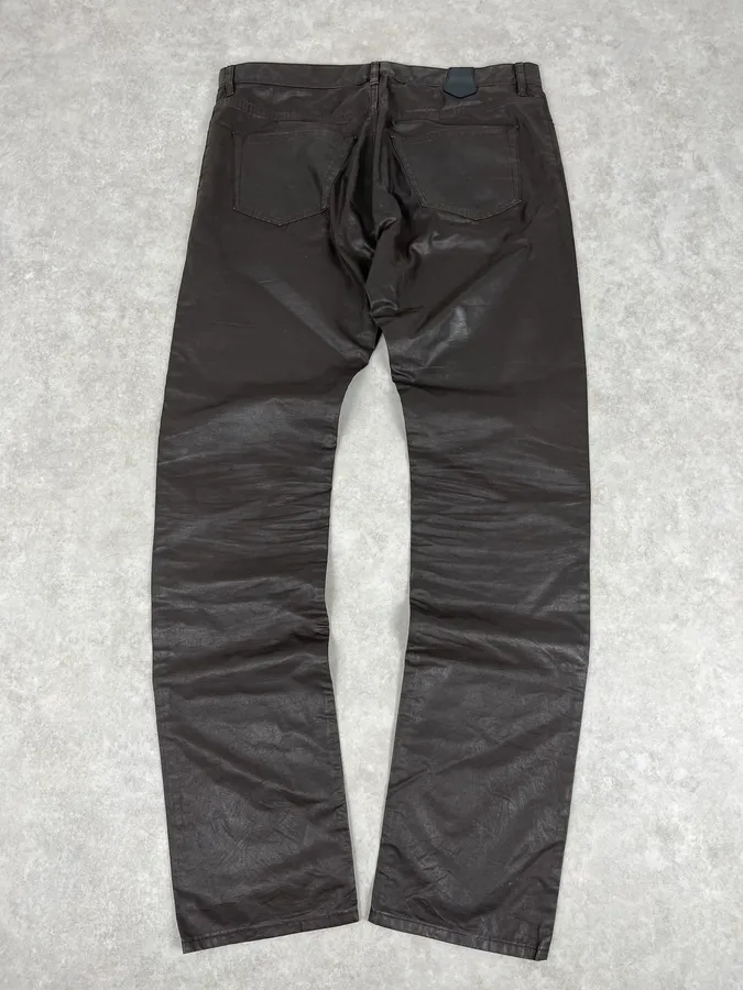 Louis Vuitton Brown Waxed Metallic Straight Pants - Image 7