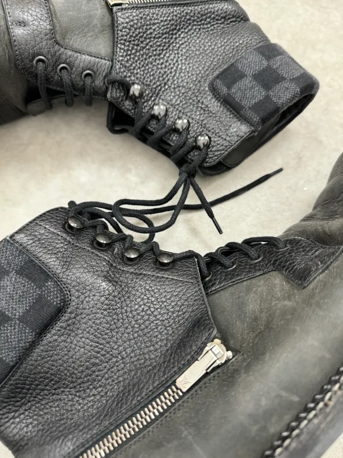 Louis Vuitton Lace-Up Detachable Black Eroded Leather Boots - Image 5