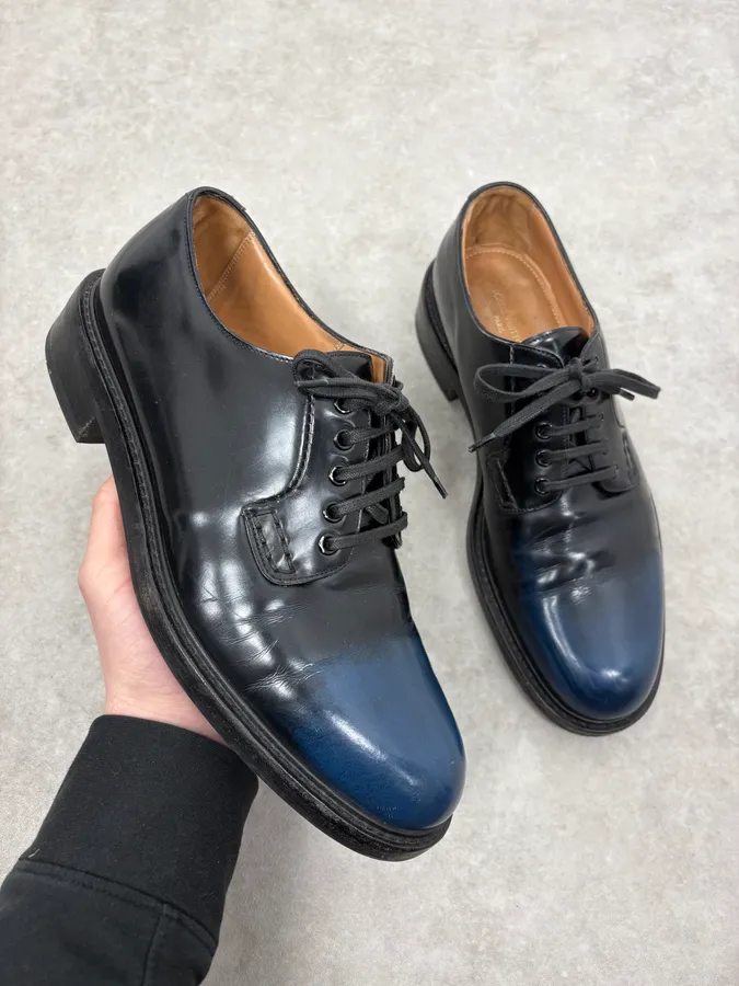 Louis Vuitton Navy Black Gradiant Leather Derby Shoes