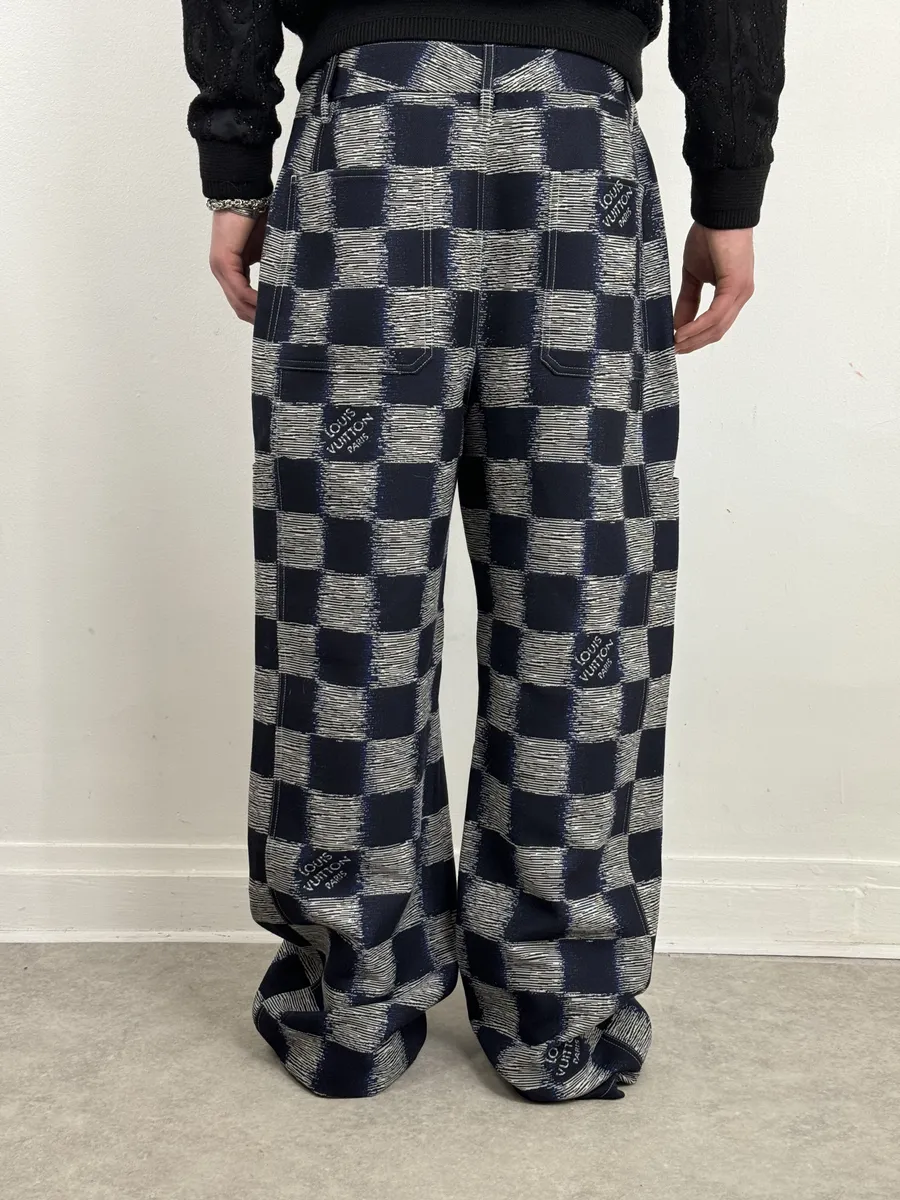 Louis Vuitton Navy Wool Damier Workwear Pants - Image 4