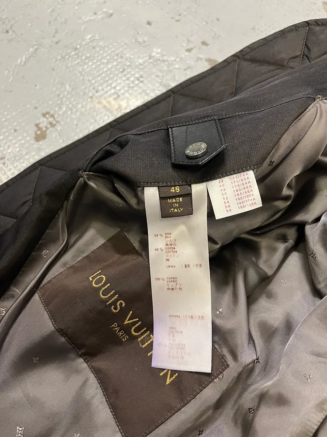 Louis Vuitton Taupe Silk Quilted Bomber Jacket by Kim Jones - Image 13