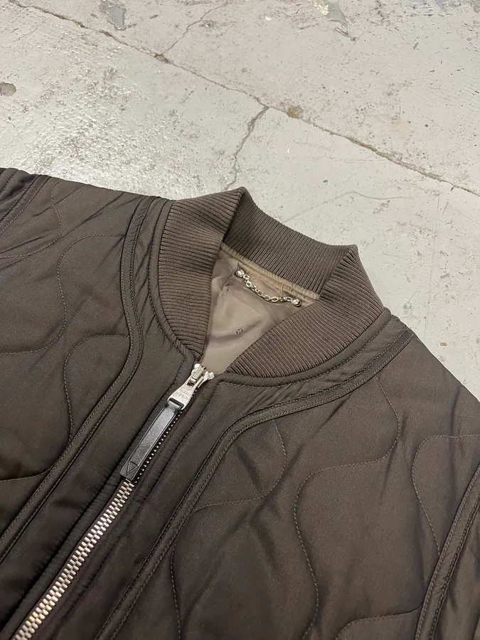Louis Vuitton Taupe Silk Quilted Bomber Jacket by Kim Jones - Image 5