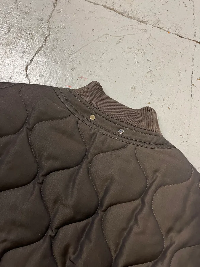 Louis Vuitton Taupe Silk Quilted Bomber Jacket by Kim Jones - Image 9