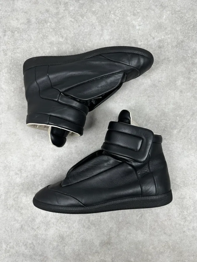 Maison Margiela Black Future Leather High-Top Sneakers - Image 2
