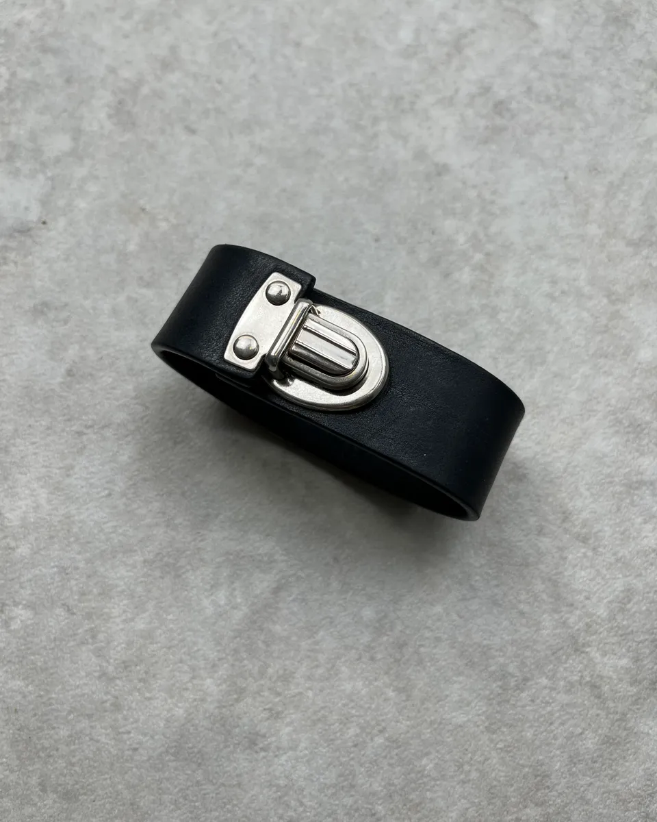Maison Margiela Black Leather Bracelet - Image 2