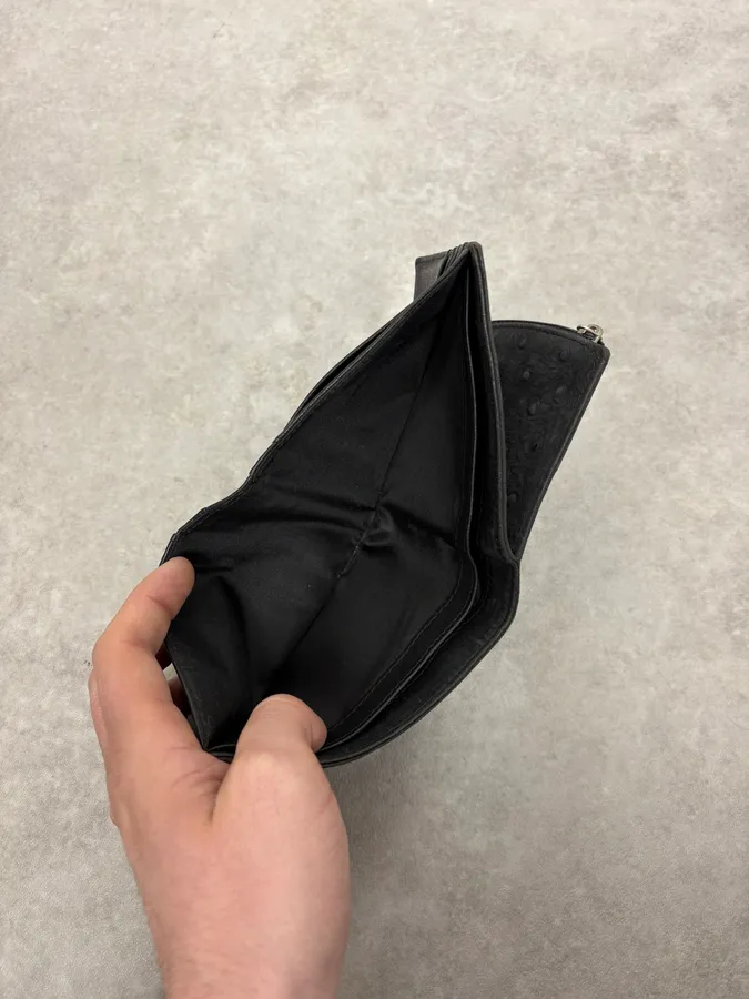 Maison Margiela Black Ostrich Effect Leather Wallet - Image 5