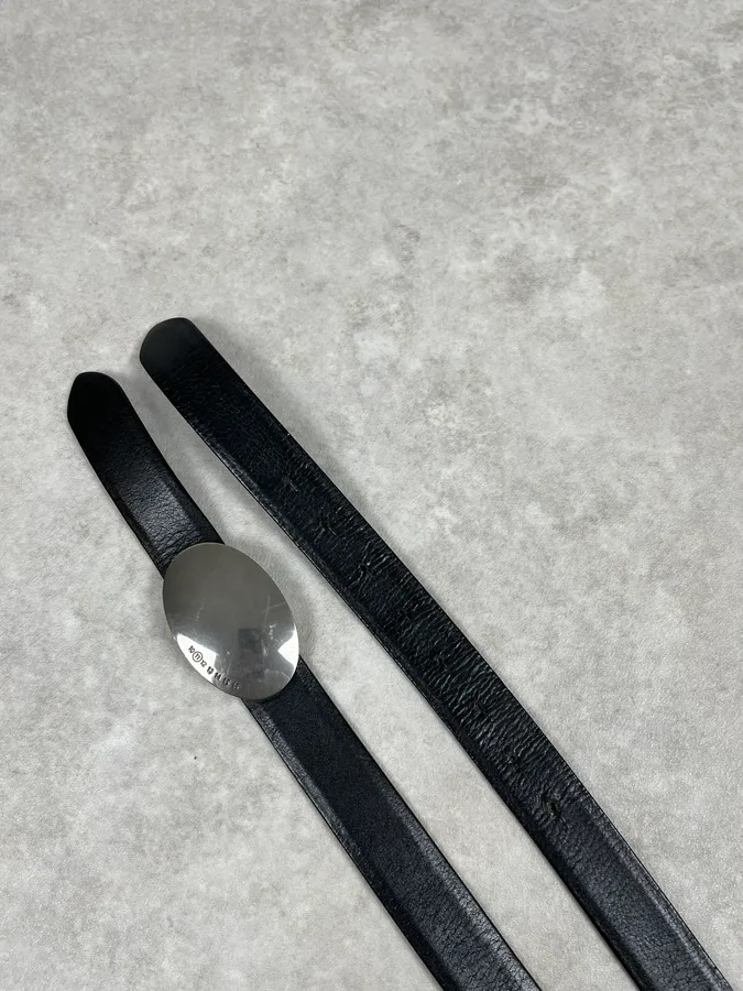Maison Margiela Black Premium Grey Buckle Leather Belt - Image 2