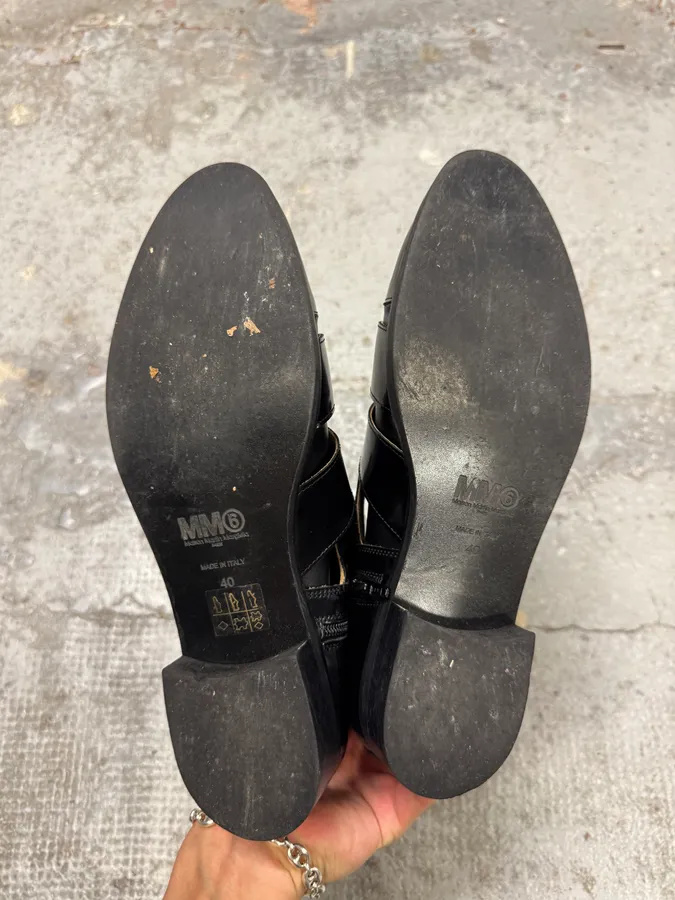 Maison Margiela Black Straps Leather Boots - Image 9