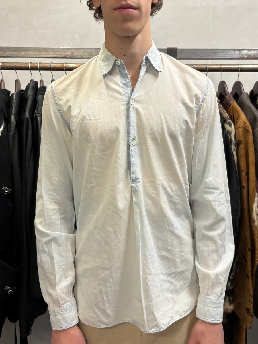 Maison Margiela Blue Henley Shirt - Image 2