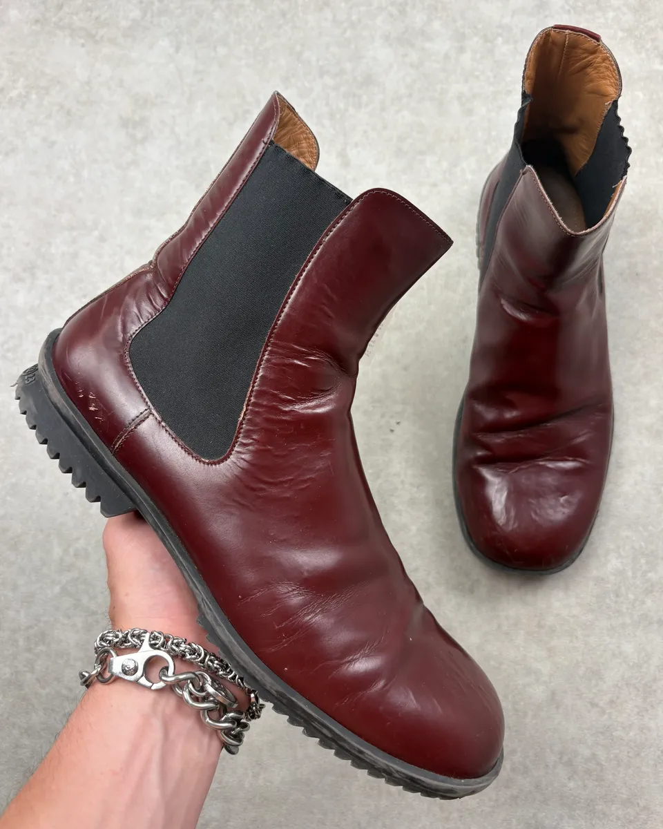 Maison Margiela Bordeaux Leather Chelsea Boots