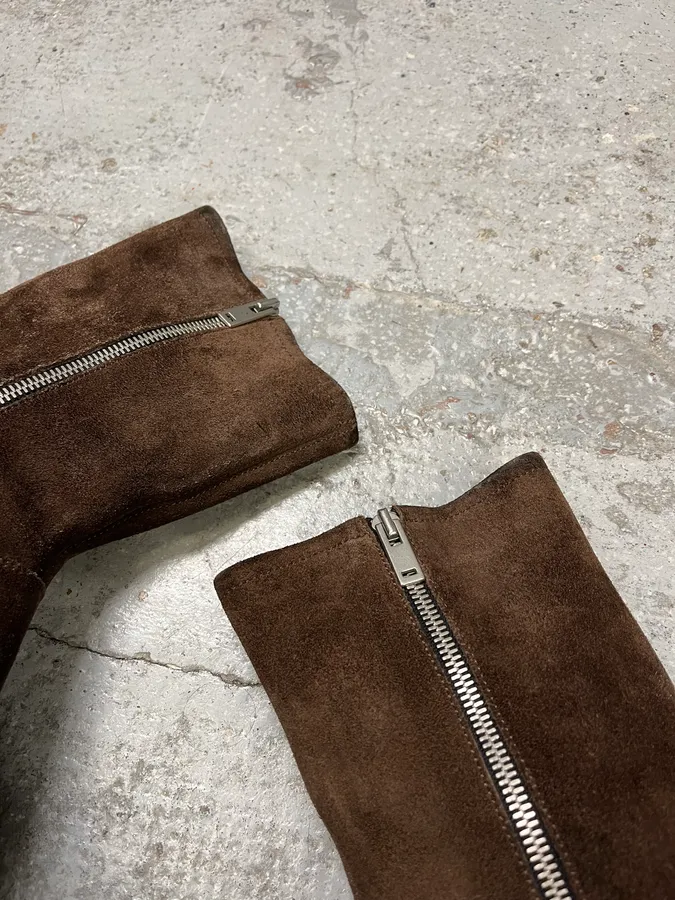 Maison Margiela Brown Suede Leather Ankle Boots - Image 4