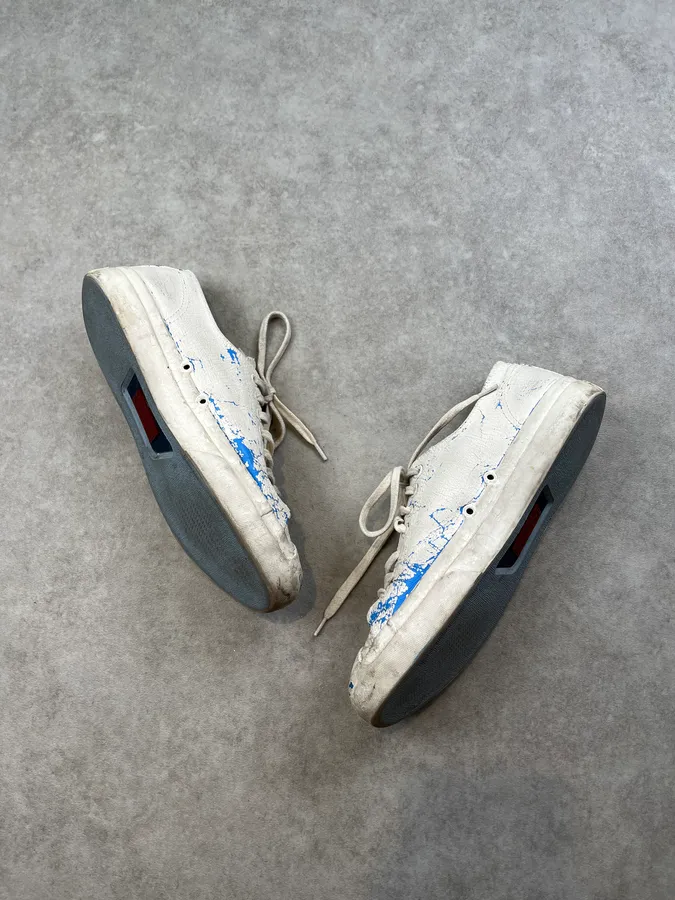 Maison Margiela Converse White Paint Crackle Low Sneakers - Image 3