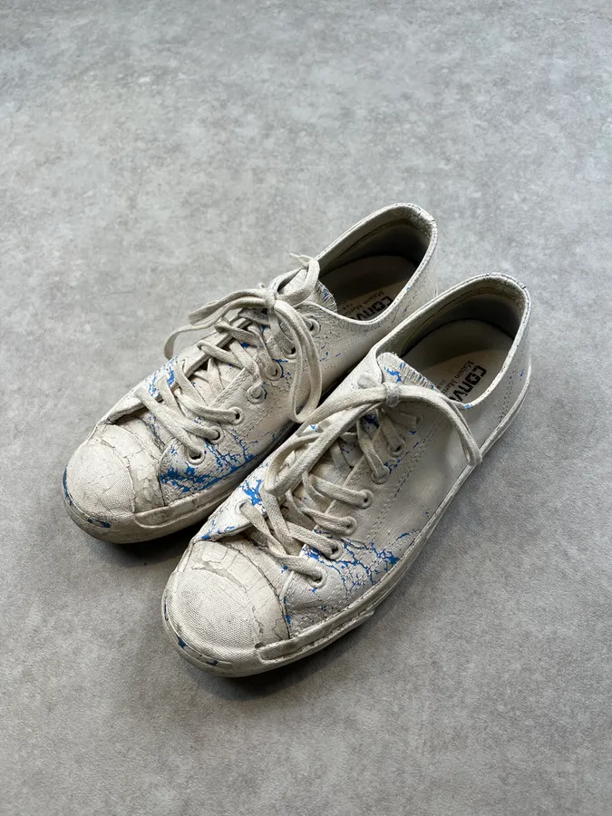 Maison Margiela Converse White Paint Crackle Low Sneakers - Image 5