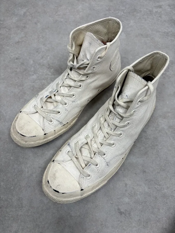 Maison Margiela Converse White Painted Sneakers - Image 3