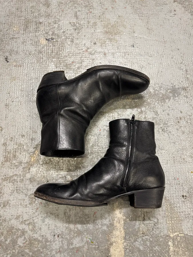 Maison Margiela Cuba Tuxedo Formal Evening Black Leather Boots - Image 2