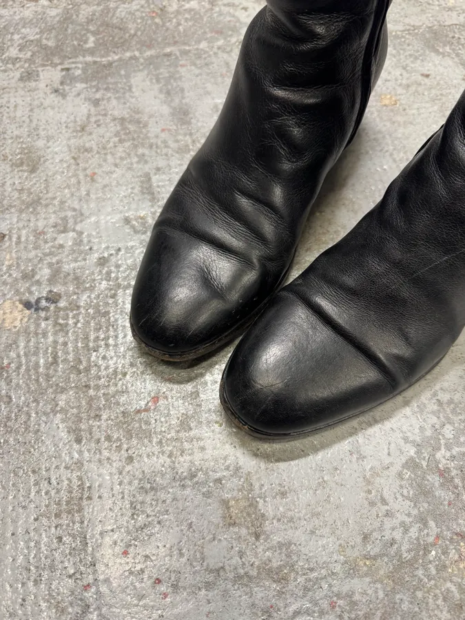 Maison Margiela Cuba Tuxedo Formal Evening Black Leather Boots - Image 5