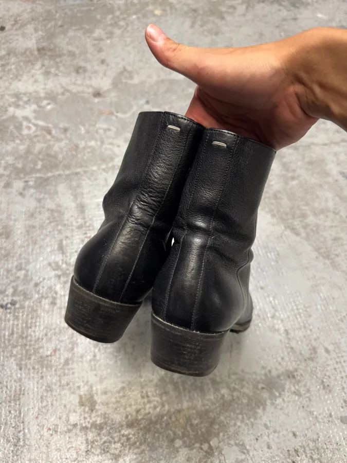 Maison Margiela Cuba Tuxedo Formal Evening Black Leather Boots - Image 6