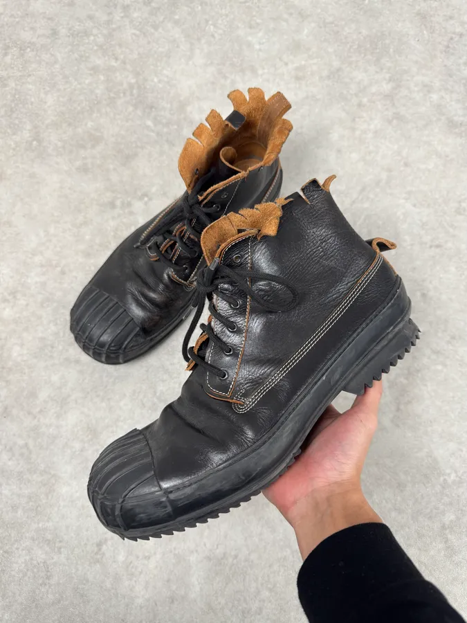 Maison Margiela Cut Black Leather Boots - Image 3