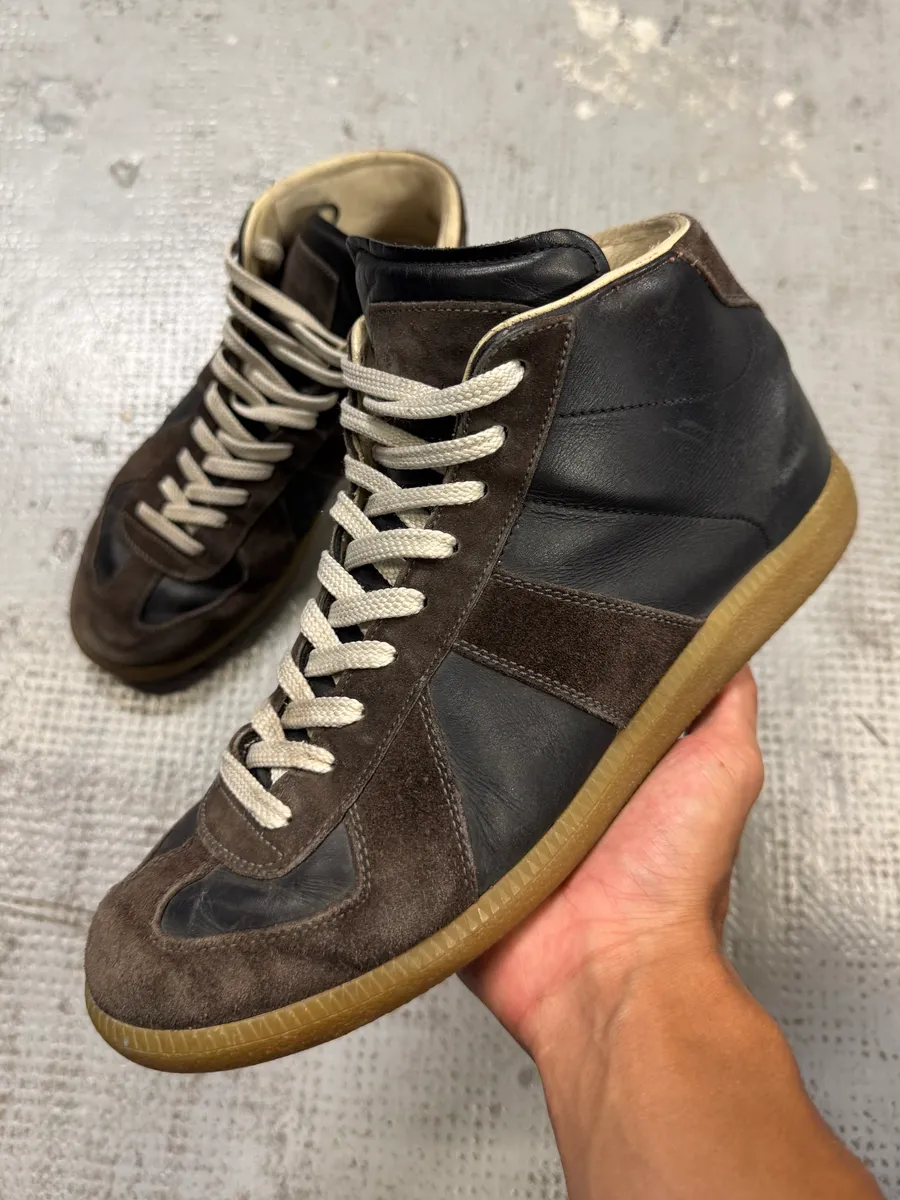 Maison Margiela Gats High Brown Leather Sneakers