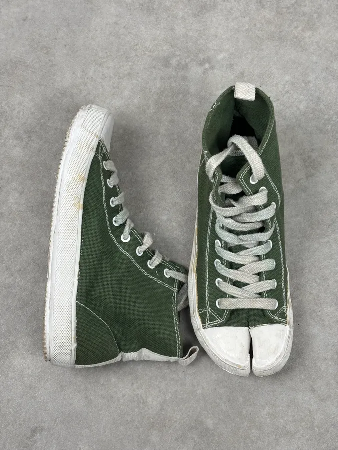 Maison Margiela Green Canvas Tabi Split Toe Sneakers