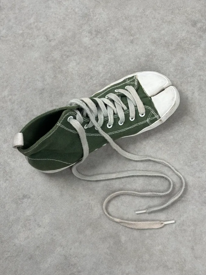 Maison Margiela Green Canvas Tabi Split Toe Sneakers - Image 10