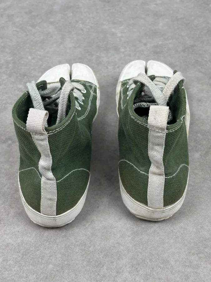 Maison Margiela Green Canvas Tabi Split Toe Sneakers - Image 13