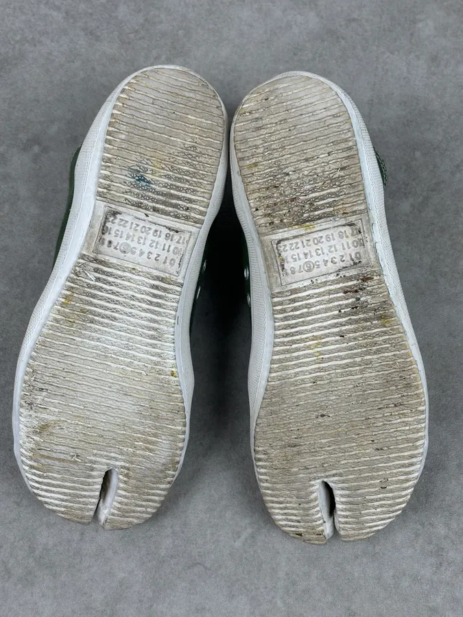 Maison Margiela Green Canvas Tabi Split Toe Sneakers - Image 15