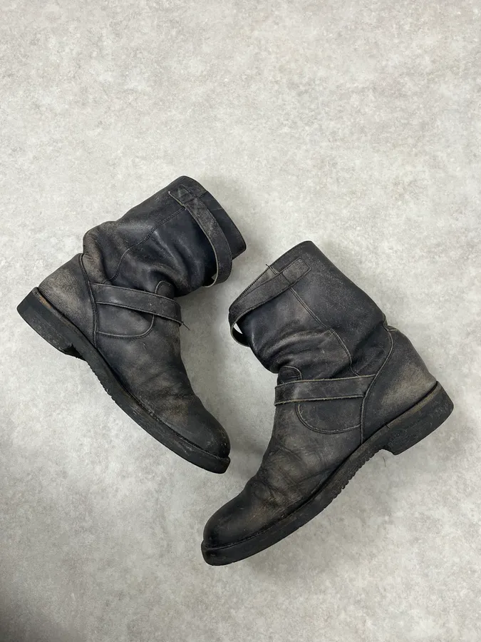 Maison Margiela Grey Eroded Leather Ankle Boots - Image 6