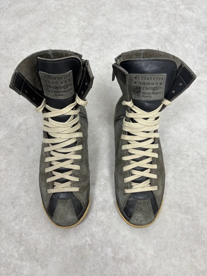Maison Margiela Grey Suede Leather Brutalist High Shoes - Image 2