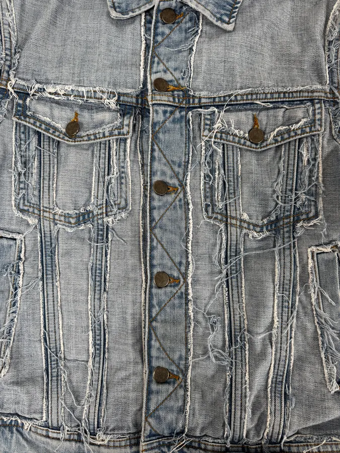 Maison Margiela H&M Blue Distressed Re-Edition Denim Jacket - Image 7