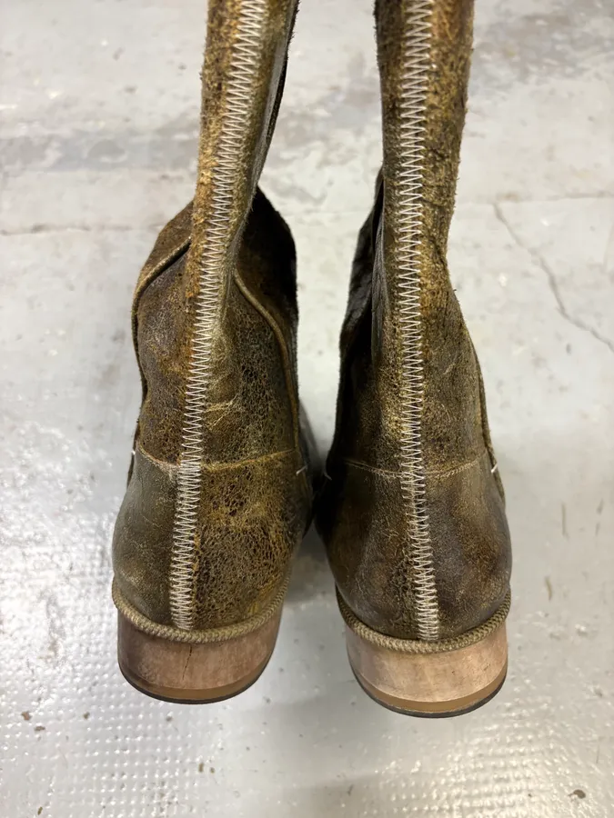 Maison Margiela High Brut Eroded Leather Ankle Boots - Image 4