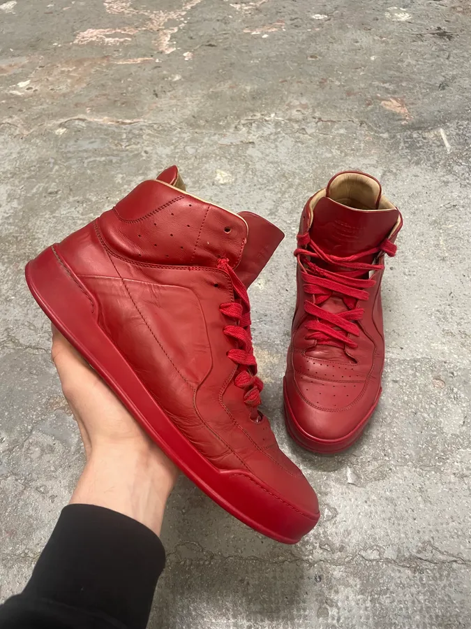 Maison Margiela High Red Leather Avant-Garde Shoes