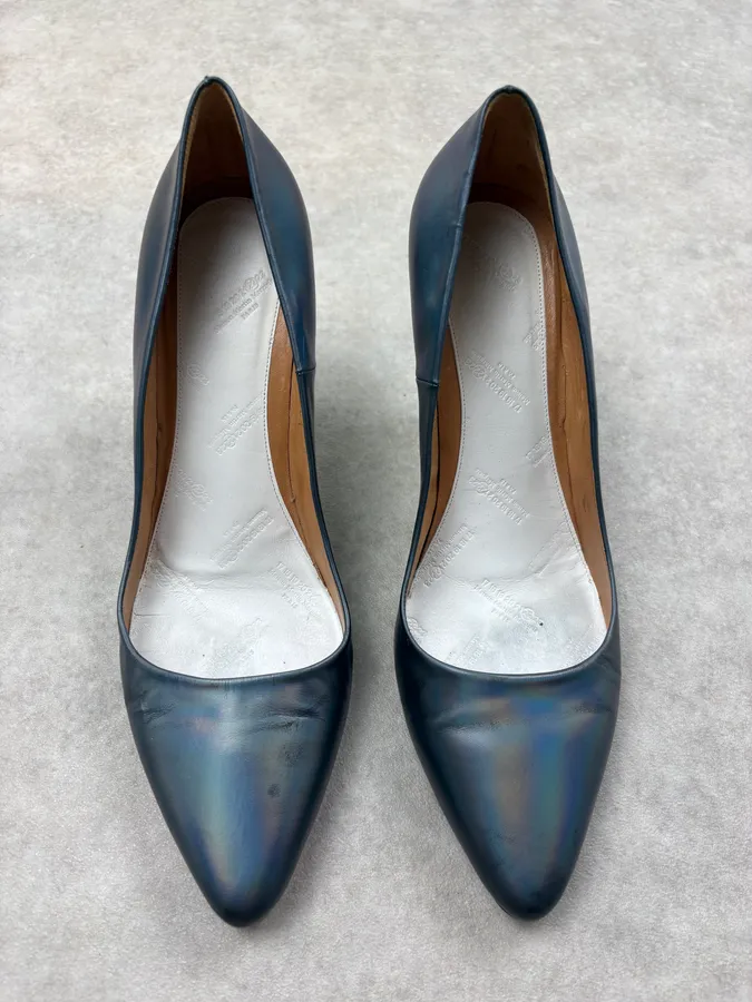Maison Margiela Iridescent Blue Leather Pump Heels - Image 2