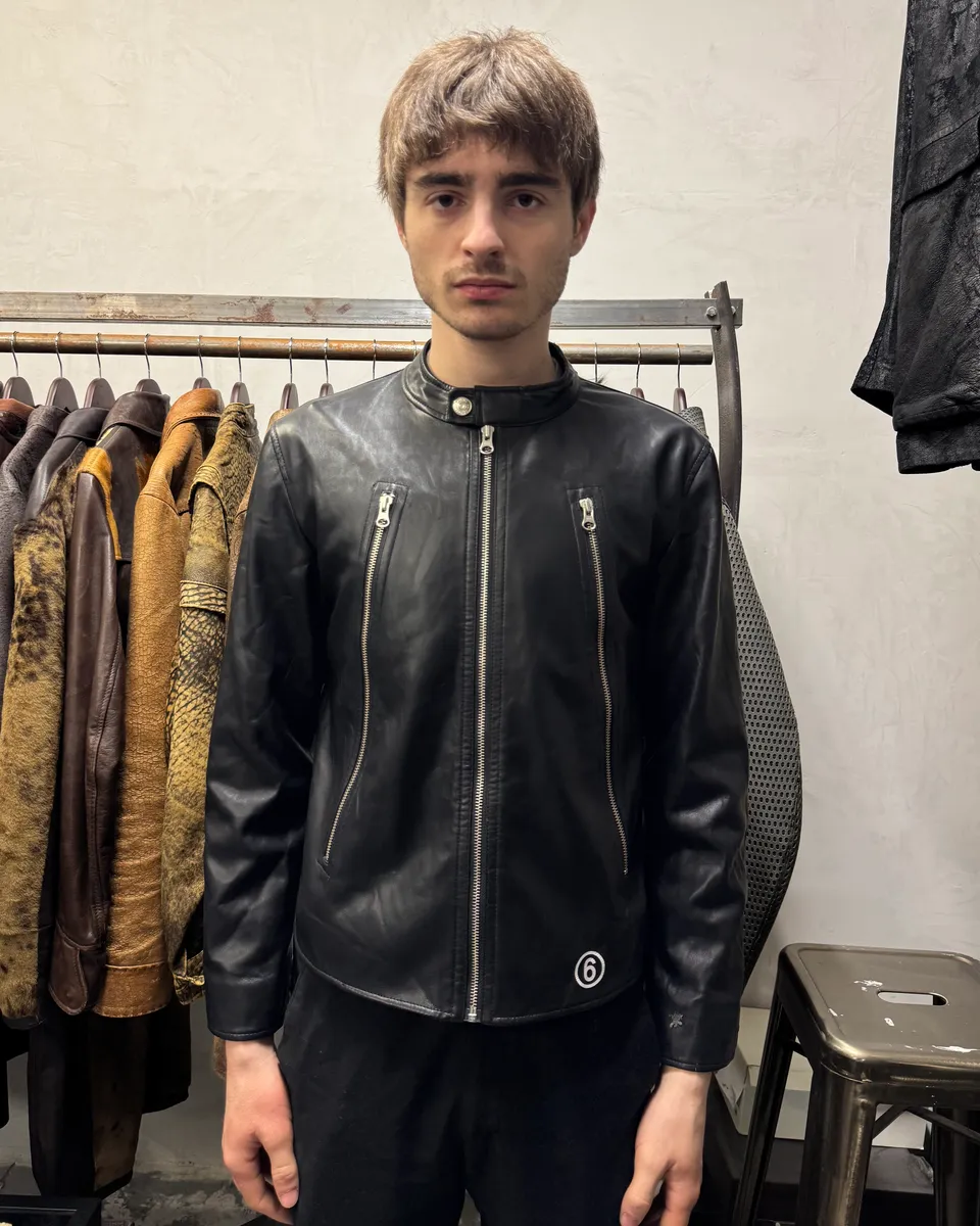 Maison Margiela MM6 5-Zip Biker Black Faux Leathet Jacket