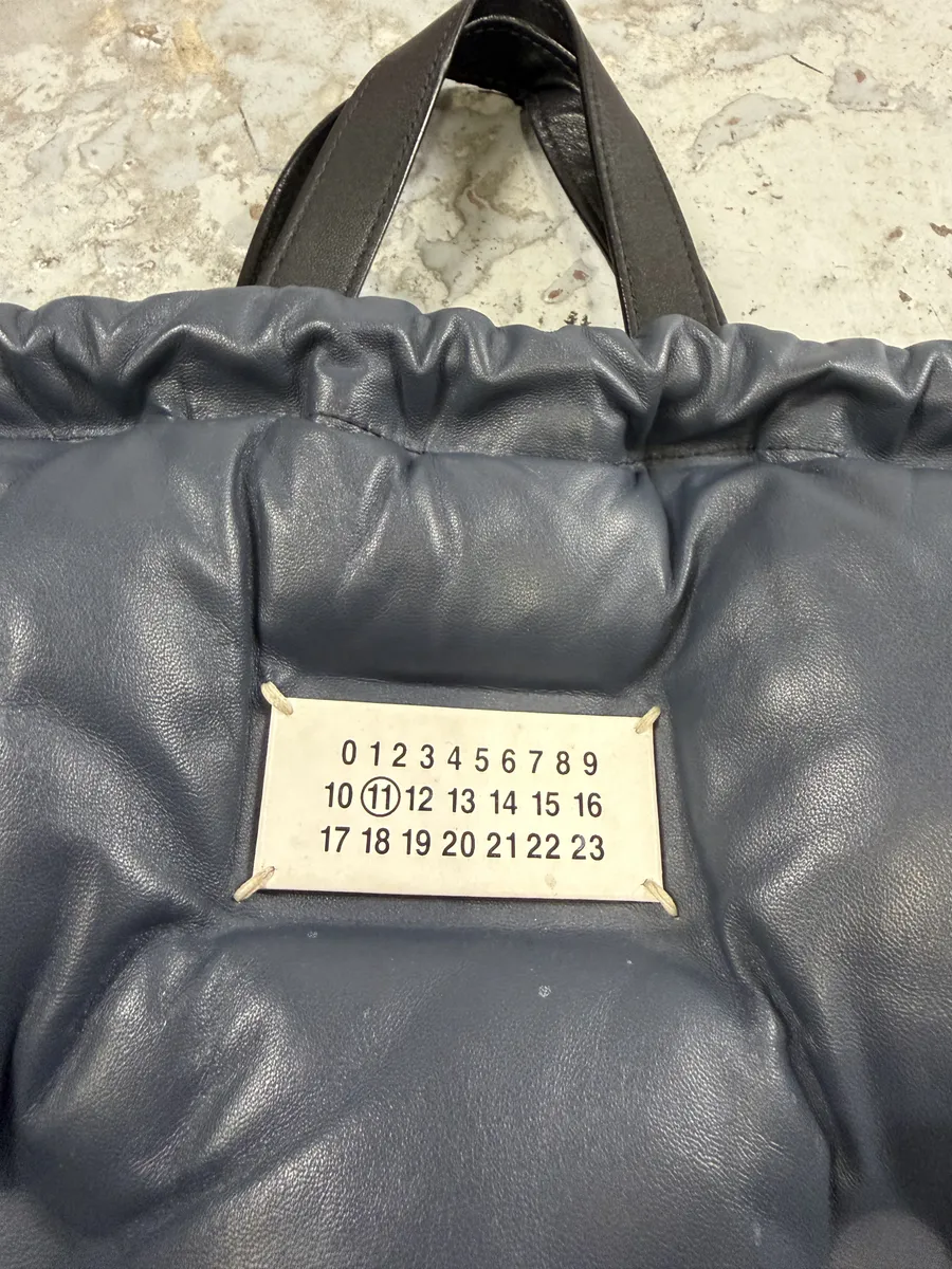 Maison Margiela Navy Puffer Leather Backpack - Image 5
