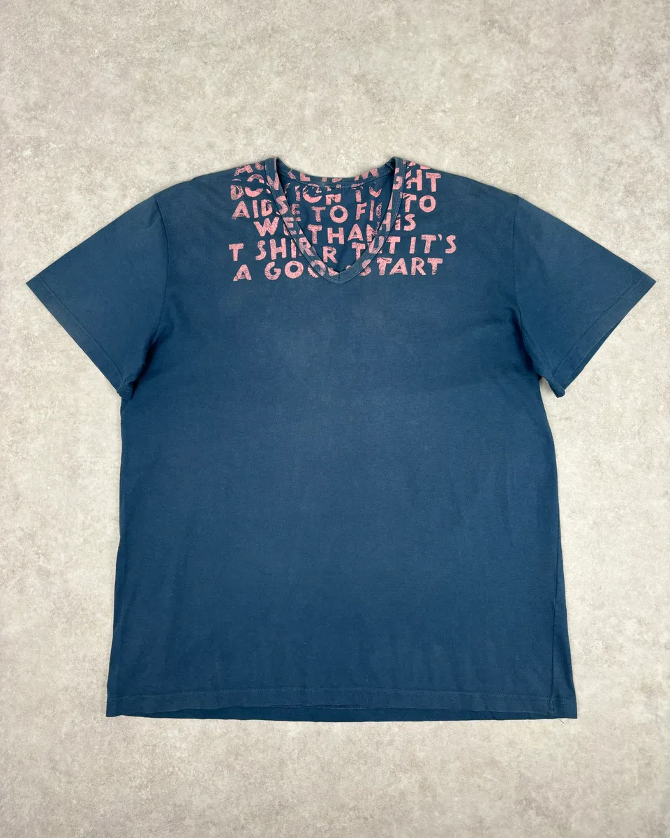 Maison Margiela Poem V Neck Navy T-Shirt
