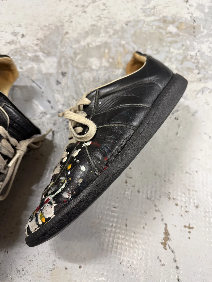 Maison Margiela Replica Black Painted Leather Sneakers - Image 10