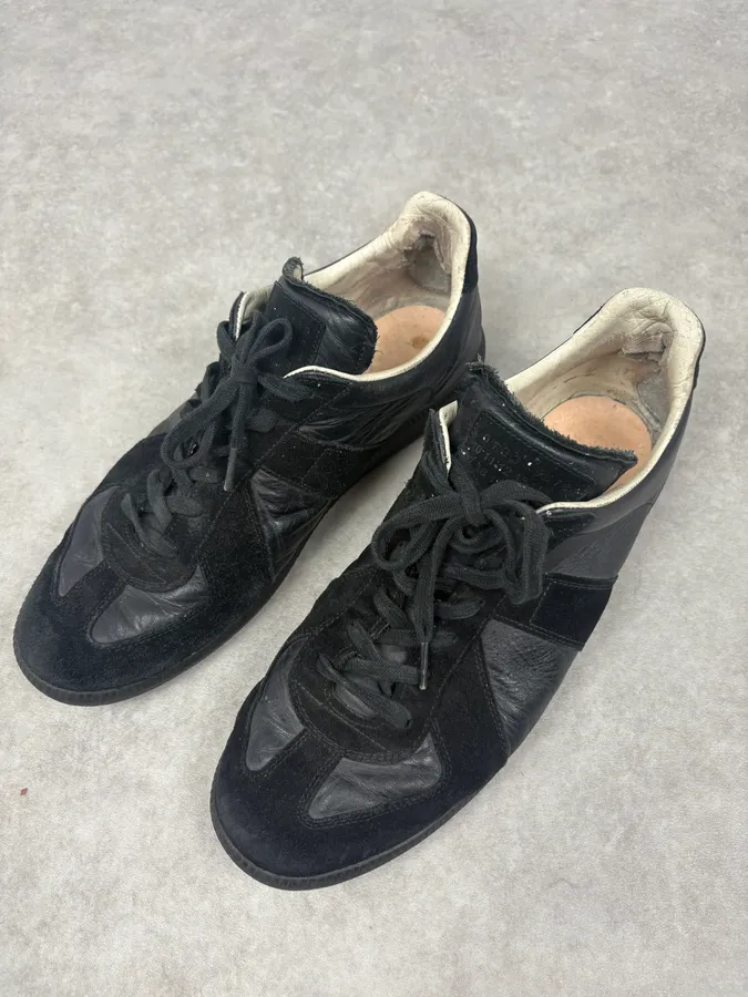 Maison Margiela Replica Black Suede Leather Sneakers - Image 3