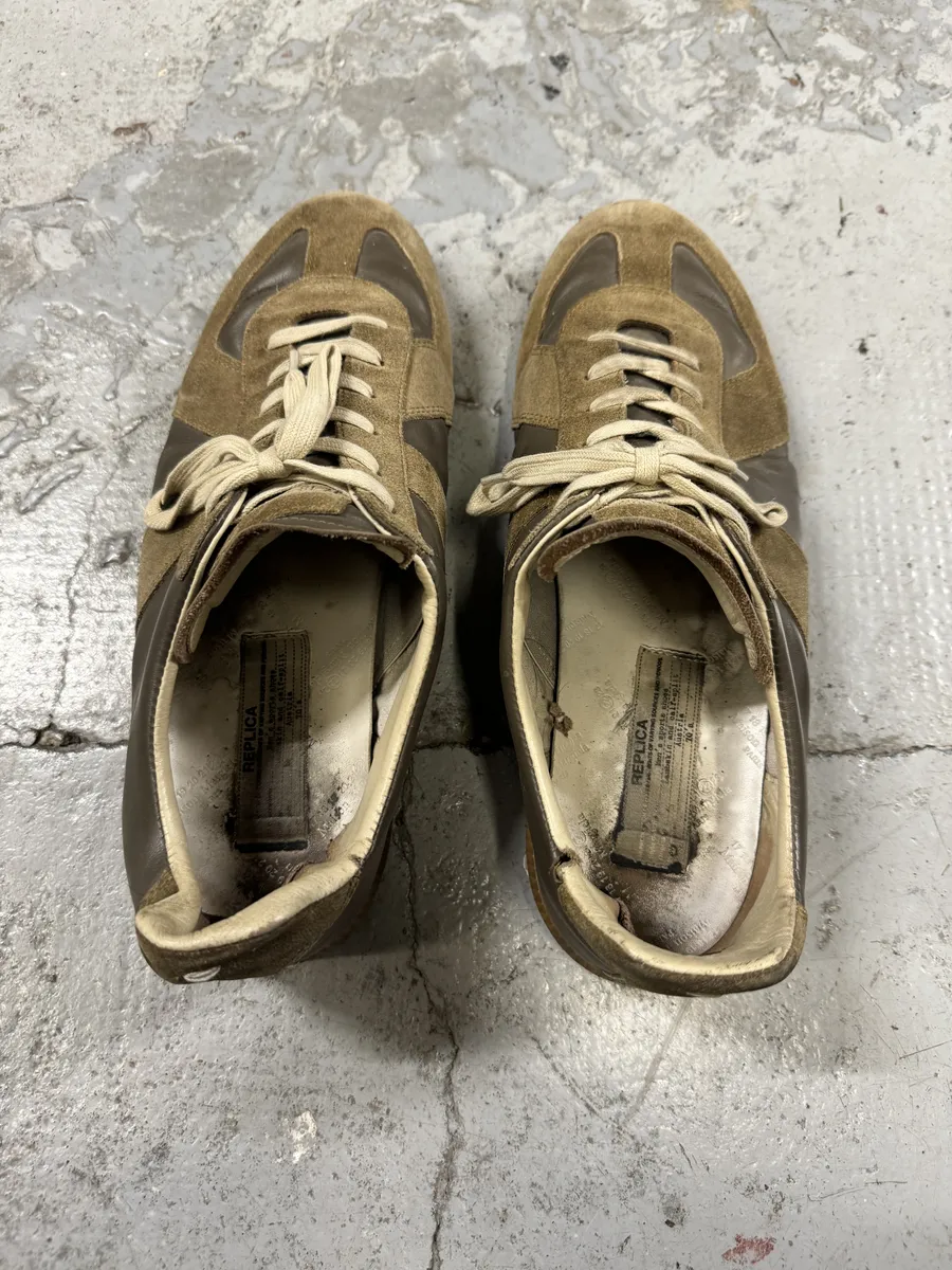 Maison Margiela Replica Brown Leather Army Sneakers - Image 12