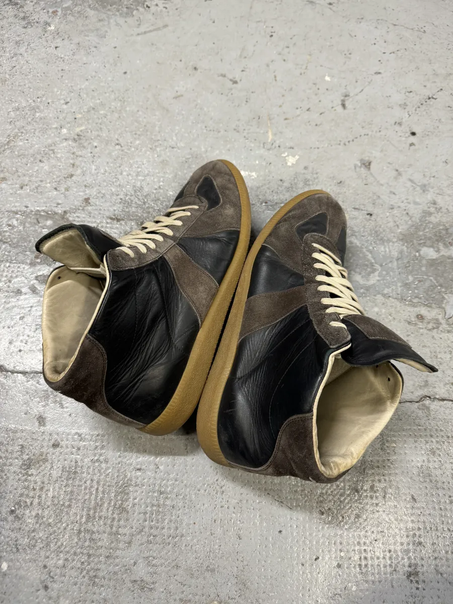 Maison Margiela Replica Brown Leather High Gats Sneakers - Image 2