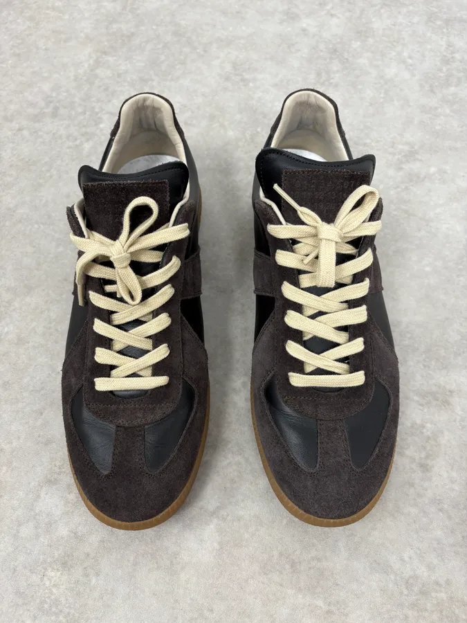 Maison Margiela Replica Gats Black & Brown Leather Gum Shoes - Image 2