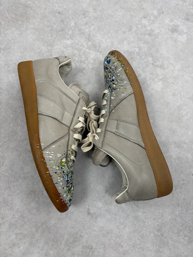 Maison Margiela Replica Grey Painted Army Sneakers - Image 6
