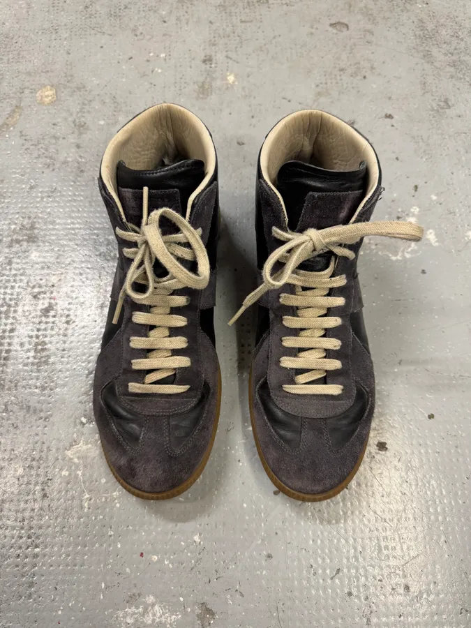 Maison Margiela Replica Two Tone Black High Gum Sneakers - Image 2