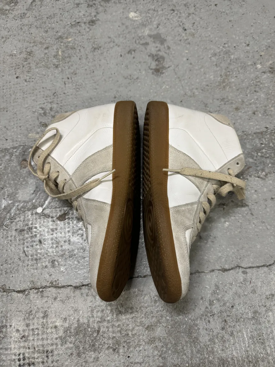 Maison Margiela Replica White Beige Army Gatts High Sneakers - Image 5
