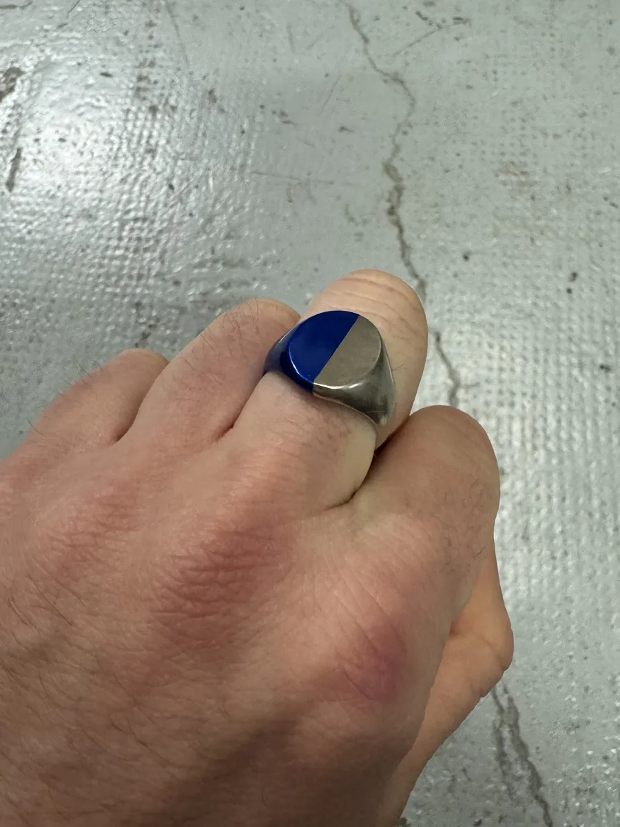 Maison Margiela Two Tone Silver Blue Ring - Image 4