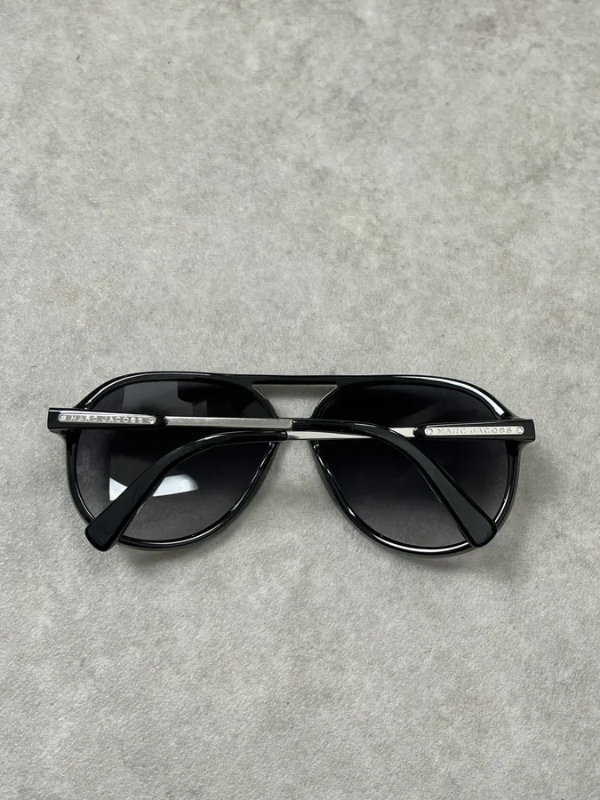 Marc Jacobs Black Aviator Sunglasses Acetate Metal Bridge - Image 9