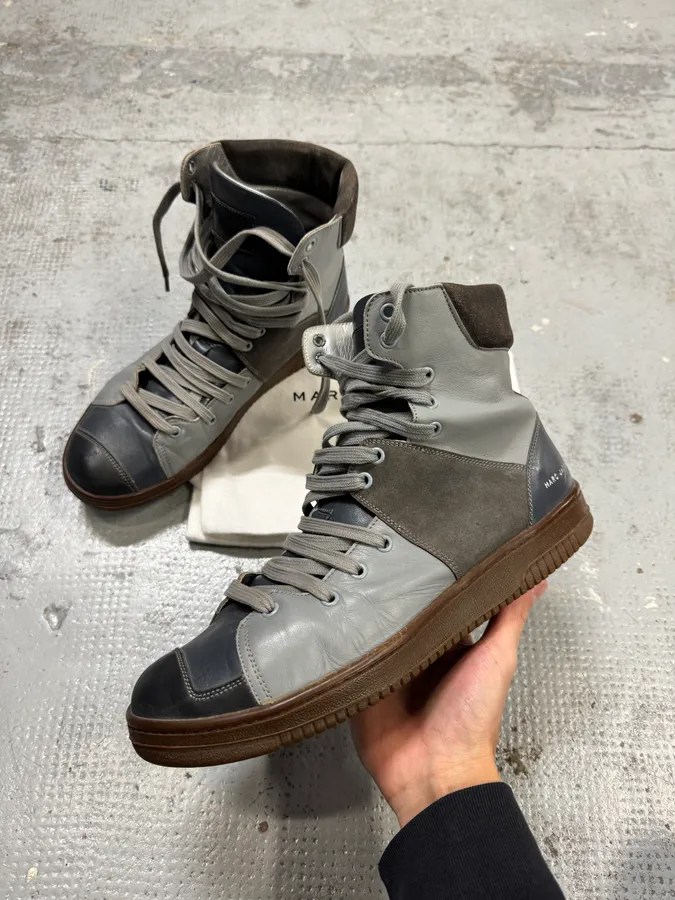 Marc Jacobs Grey Leather Gum High Sneakers